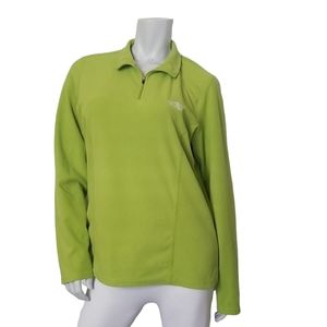 North Face Lime Green Fleece Quarter Zip Pull Over TKA Glacier Fleece Size XL